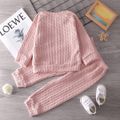 2-piece Toddler Girl Solid Color Cable Knit Sweater and Pants Set Pink