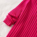 Toddler Girl Turtleneck Solid Color Ribbed Knit Sweater Hot Pink image 4