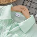 Toddler Girl Lapel Collar Tie Knot Short-sleeve Green Shirt Green