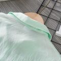 طفل صغير فتاة طية صدر السترة طوق التعادل عقدة قميص أخضر قصير الأكمام أخضر image 4