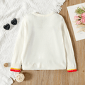 Toddler Girl Striped Pocket Button Design Knit Sweater Cardigan White