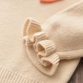 2pcs Baby Girl Bow Front Ruffle Trim Long-sleeve Knitted Sweater and Pleated Skirt Set Orange image 4