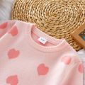 Baby Girl Allover Heart Pattern Pink Knitted Sweater Pink image 3
