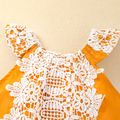2pcs Baby Lace Splicing Sleeveless Cotton Tank Top and Shorts Set Orange