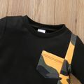 2pcs Camouflage Print Long-sleeve Black Baby Set Yellow