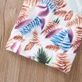 2pcs Baby Boy/Girl All Over Palm Leaf Print Hooded Tank Top and Denim Pants Set Blue