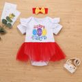 2-piece Baby HAPPY EASTER Tulle Dress Romper with Headband Set White
