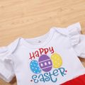 2-piece Baby HAPPY EASTER Tulle Dress Romper with Headband Set White