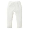 Baby Girl 95% Cotton Ribbed Solid Pants Leggings White image 2