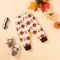 Baby 2pcs Letter and Turkey Print Long-sleeve Hoodie Set Brown image 5