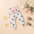 3pcs Baby Girl 95% Cotton Ribbed Ruffle Long-sleeve Romper and Hedgehog Print Trousers with Headband Set Pink