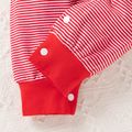 Christmas Deer Embroidered Red Striped Baby Boy/Girl Long-sleeve Cotton Jumpsuit Red image 4