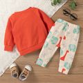 2pcs Baby Cartoon Elephant Pattern Long-sleeve Cotton Pullover and Trousers Set Orange red