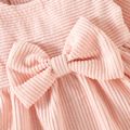 Baby Girl Solid Corduroy Long-sleeve Bowknot Dress Pink image 5