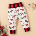 Christmas 3pcs Baby Boy Letter and Reindeer Print Long-sleeve Romper and Trousers Set Red