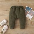 2pcs Baby Boy/Girl Solid Thickened Quilted Long-sleeve Top and Trousers Set Army green image 5
