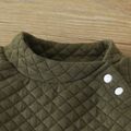 2pcs Baby Boy/Girl Solid Thickened Quilted Long-sleeve Top and Trousers Set Army green image 3