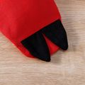 Baby Girl Animal Fox Print Button Design Colorblock Long-sleeve Dress Red