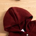 Baby Girl Solid Knitted Long-sleeve Hooded Jumpsuit Burgundy