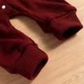 Baby Girl Solid Knitted Long-sleeve Hooded Jumpsuit Burgundy