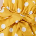 Baby Girl Polka Dots Yellow Belted Sleeveless Cami Jumpsuit Yellow image 5