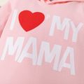 Baby Boy/Girl Love Heart and Letter Print Long-sleeve Hooded Jumpsuit Pink