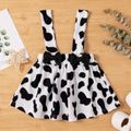 3pcs Baby Girl Letter and Cow Print Short-sleeve Romper and Suspender Skirt Set White