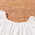 100% Cotton 3pcs Baby Girl Hollow Out Floral Embroidered Short-sleeve Top and Plaid Skirted Shorts with Headband Set White