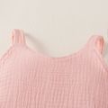 100% Cotton Crepe Baby Girl Solid Ruffle Faux-two Overalls Pink