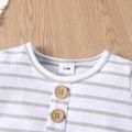 Baby Boy Button Design Striped Short-sleeve T-shirt White