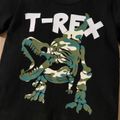 2pcs Baby Boy Camouflage Dinosaur and Letter Print Short-sleeve T-shirt with Shorts Set Black