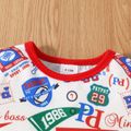 2pcs Baby Boy 95% Cotton Colorblock Shorts and All Over Print Short-sleeve T-shirt Set White image 4