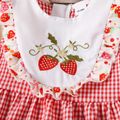 Summer Picnic Toddler Girl Plaid Strawberry Embroidery Print Sleeveless Red Tank Dress Red