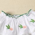 Summer Picnic Toddler Girl 2pcs 100% Cotton Embroidery Short-sleeve White Top and Solid Pink Shorts Set White