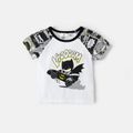 Justice League Toddler Boy Letter Print Short Raglan Sleeve Tee and Allover Print Shorts Set White