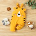 2pcs Baby Boy/Girl 95% Cotton Cartoon Tiger Print Overalls and Long-sleeve Striped Tee Set Yellow