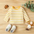 2pcs Baby Boy/Girl 95% Cotton Cartoon Tiger Print Overalls and Long-sleeve Striped Tee Set Yellow