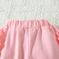 3pcs Baby Girl 95% Cotton Long-sleeve Love Heart & Letter Print Frill Trim Sweatshirt and Sweatpants with Headband Set Pink