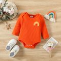 2-Pack Baby Girl Long-sleeve Rainbow Graphic Rompers Set Orange image 2