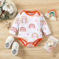 2-Pack Baby Girl Long-sleeve Rainbow Graphic Rompers Set Orange image 3