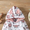 2pcs Baby Girl 95% Cotton Animal Print Sweatpants and Long-sleeve Hoodie Set Pink