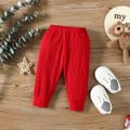 2pcs Baby Boy/Girl 95% Cotton Rib Knit Pants and Allover Animal Print Long-sleeve Romper Set Red image 4