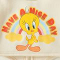 Looney Tunes 2pcs Toddler Girl Tweety Rainbow Print High Low Long-sleeve Tee and Allover Print Pants Set Beige image 2