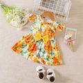 3-Pack Baby Girl 95% Cotton Rib Knit Ruffle Cardigan and Bow Front Pants and Allover Floral Print Flutter-sleeve Dress Set Yellow image 4