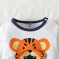 2pcs Baby Boy Tiger Print Long-sleeve Sweatshirt and Sweatpants Set OffWhite image 4