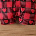 Valentine's Day Baby Boy Contrast Polo Neck Short-sleeve Heart & Checkered Print Gentleman Bow Tie Romper Red image 5