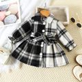 Baby Girl Two Tone Plaid Long-sleeve Belted Button Up Shirt Dress BlackandWhite image 1