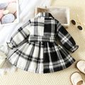 Baby Girl Two Tone Plaid Long-sleeve Belted Button Up Shirt Dress BlackandWhite image 2