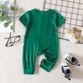 Baby Boy Dinosaur & Letter Print Short-sleeve Jumpsuit DarkGreen image 2