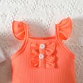 3 unidades Bebé Chica Dobladillo fruncido Flor grande Dulce Camiseta sin mangas Conjuntos de bebé polvo de color naranja image 4